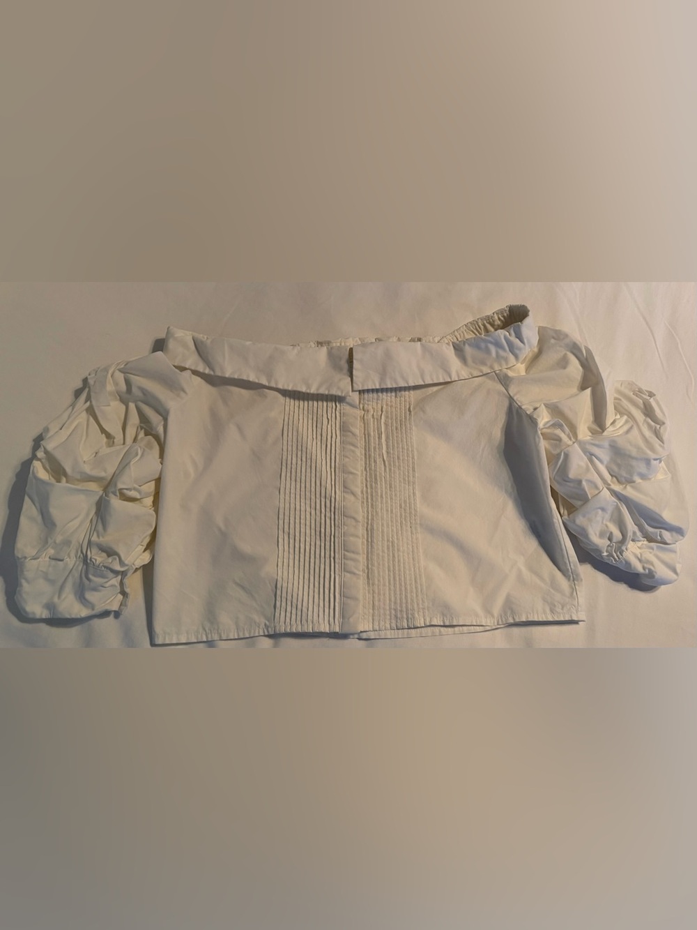 Anthropologie Ivory Off-Shoulder Puff Sleeve Blouse